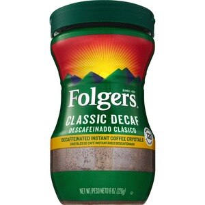 Folgers Instant Coffee Crystals, Classic Decaf, 8 oz