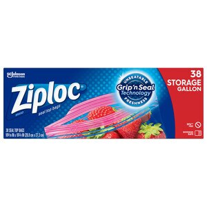 Ziploc Brand Storage Gallon Bags, Large Storage Bags for Food, 38 ct