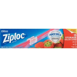 Ziploc Slider Easy Zip One Gallon Storage Bags, 15 ct