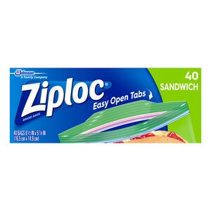 Ziploc Brand Seal Top Sandwich Bags, Plastic Sandwich Bags, 40 ct