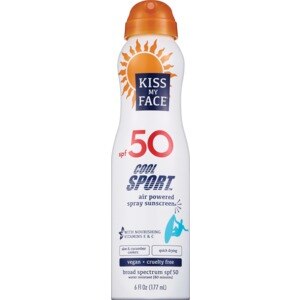 Kiss My Face SPF 50 Cool Sport Air Powered Spray Sunscreen, 6 OZ