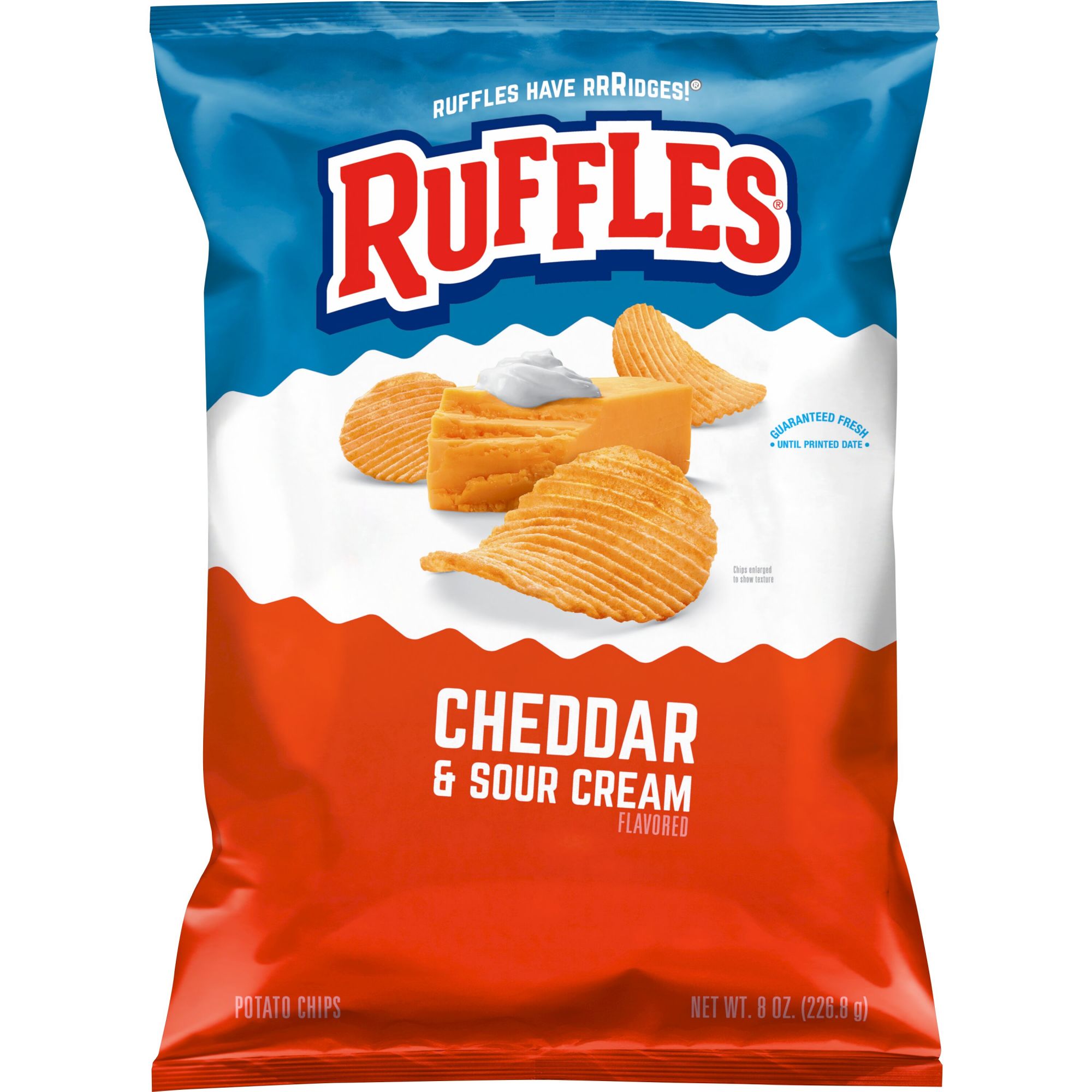 Ruffles Potato Chips Cheddar & Sour Cream Flavored, 8 oz