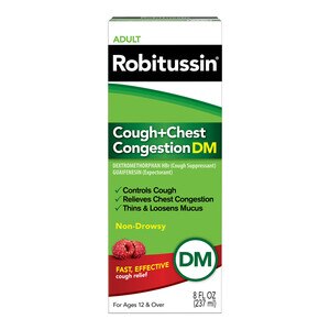 Robitussin Adult Cough + Chest Congestion DM (8 fl. oz. Bottle), Non-Drowsy, Cough Suppressant & Expectorant