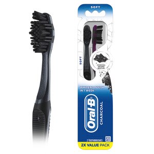 Oral-B Charcoal Whitening Therapy Soft Toothbrush, 2/Pack