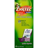 Zyrtec 24 Hr Children's Allergy Relief Syrup, Grape Flavor, 4 fl. oz, thumbnail image 1 of 9