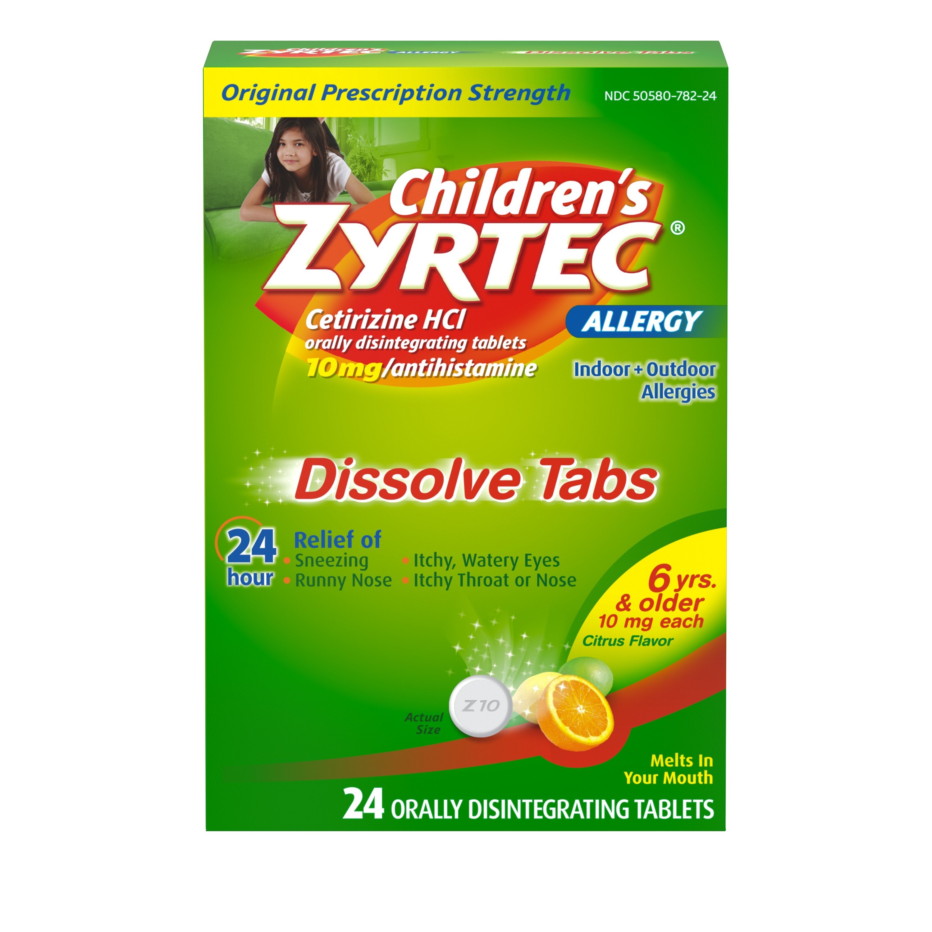 Zyrtec Children's 24HR Allergy Relief Dissovable Tabs, Citrus
