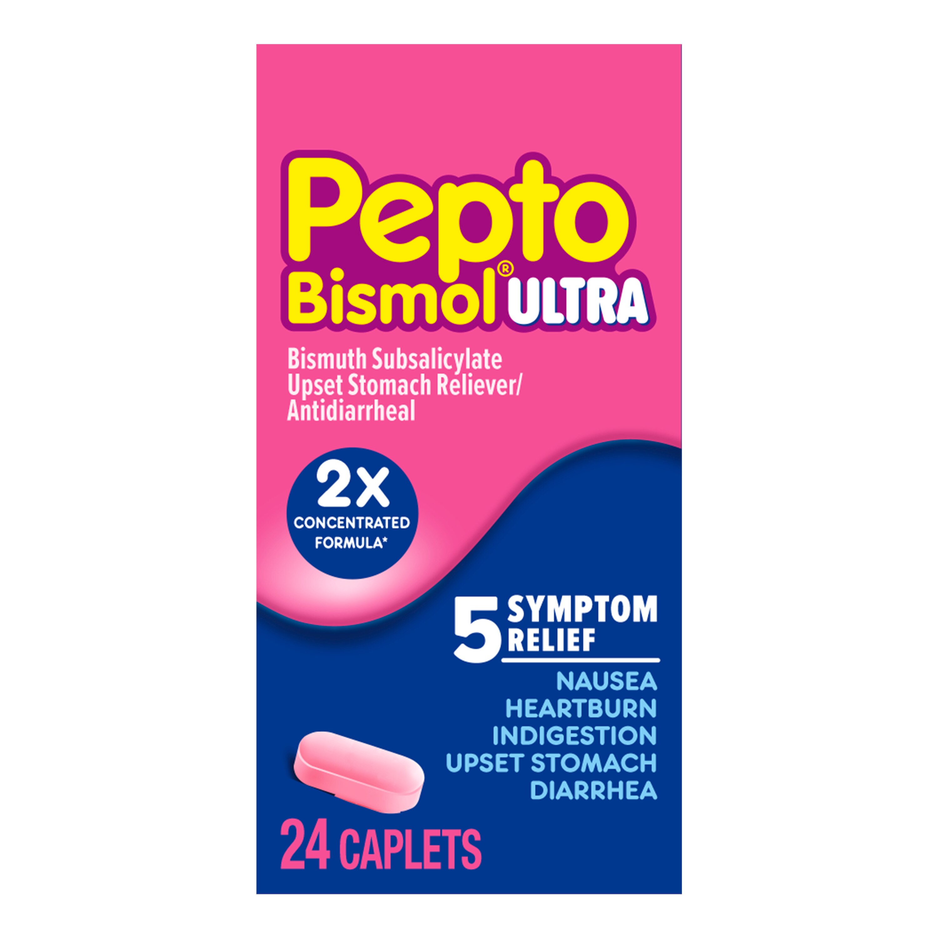 Pepto Bismol Caplets Ultra for Nausea, Heartburn, Indigestion, Upset Stomach, and Diarrhea Relief