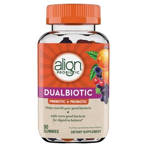 Align DualBiotic Prebiotic + Probiotic Digestive Health Gummies, Natural Fruit Flavors