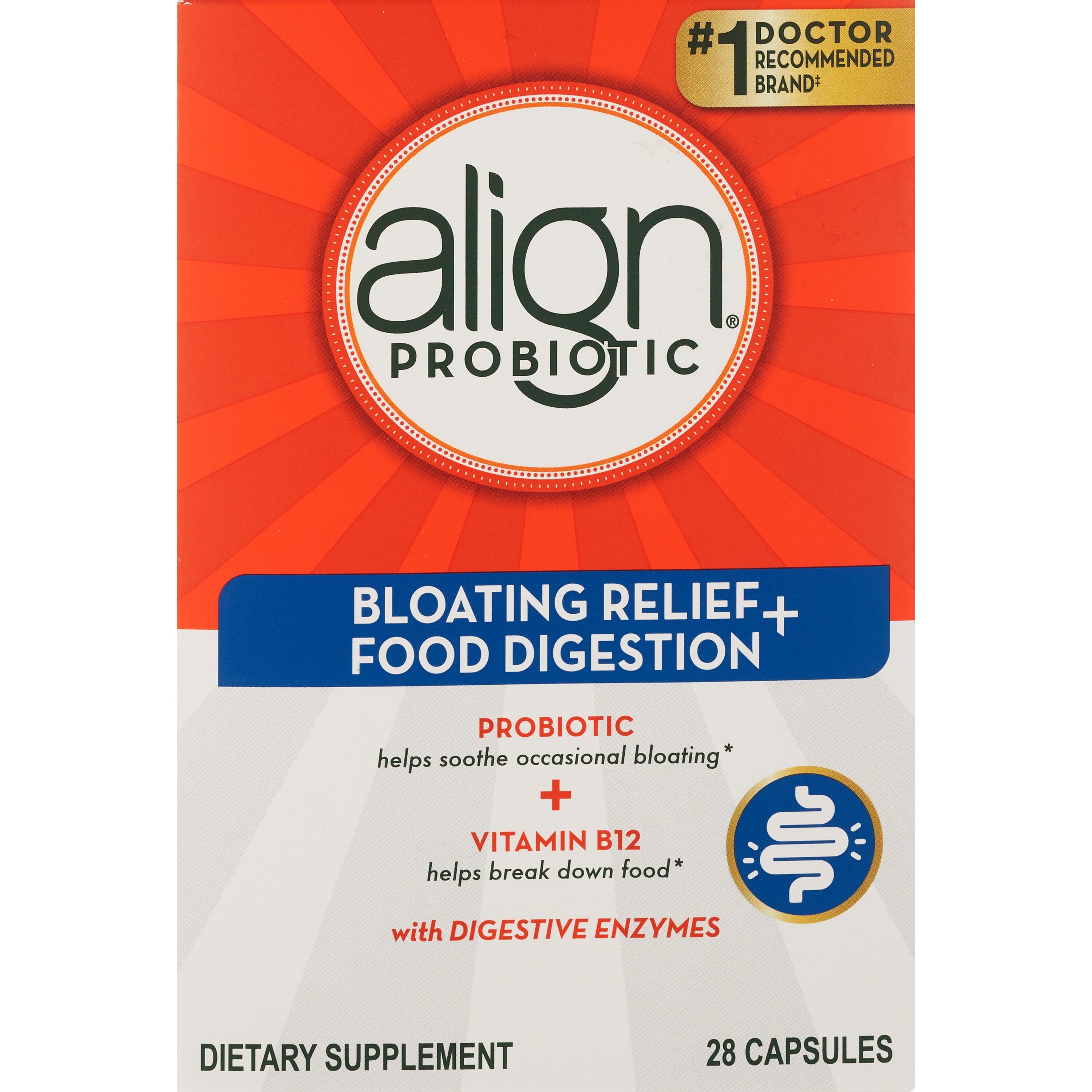 Align Probiotic Bloating Relief + Food Digestion, 28 Capsules