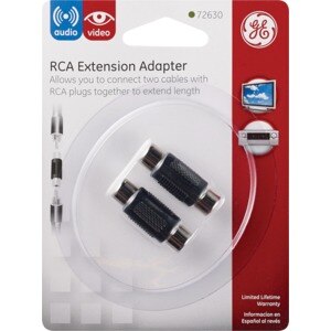 GE RCA Extension Adapter, Allows You To Connect Two Cables With RCA Plugs Together To Extend Lenth