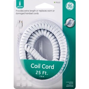 GE Coil Cord, 25' White
