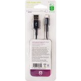 Philips USB to Lightning Cable, 4 ft, Basic, Black, thumbnail image 2 of 3