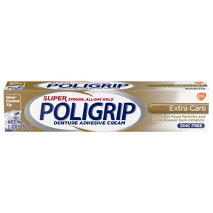 Super Poligrip Denture Adhesive Cream, Zinc-Free, Extra Care