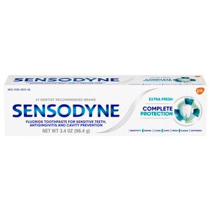 Sensodyne Complete Protection Fluoride Toothpaste for Sensitive Teeth, Antigingivitis, and Cavity Protection
