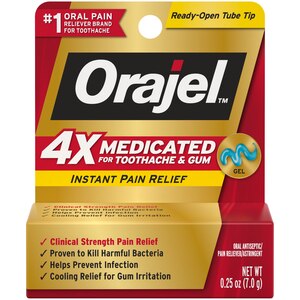 Orajel Instant Pain Relief Gel, Oral Antiseptic and Astringent, Clinical Strength, 0.25 OZ