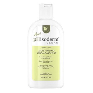 pHisoderm Clean Moisturizing Cream Cleanser, Hydrating Face Wash for Dry or Combination Skin, 6 OZ