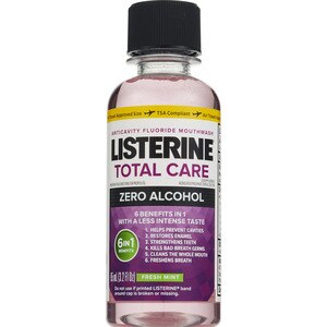 Listerine Travel Size Total Care Anticavity Flouride Zero Alcohol Mouthwash, 3.2 OZ