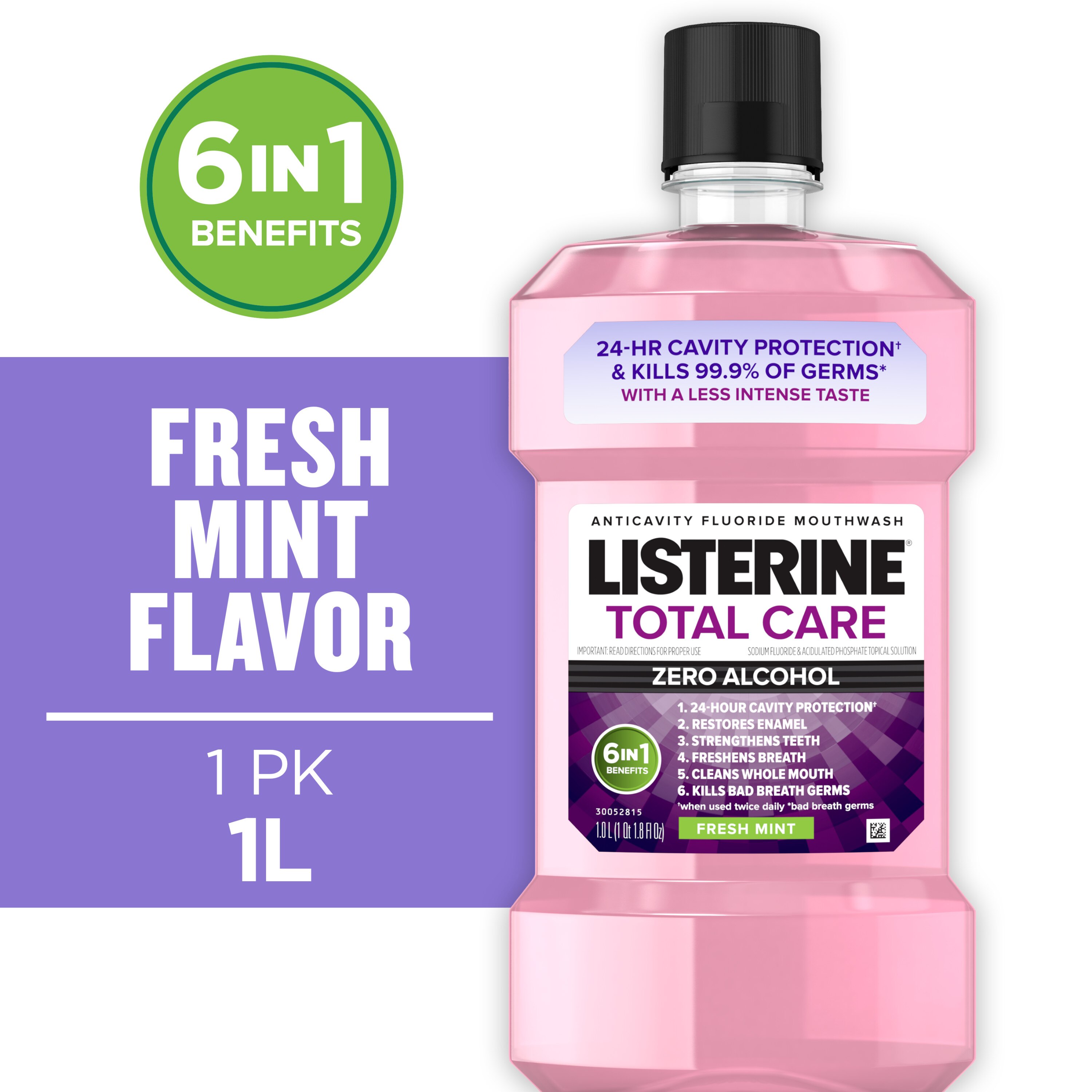 Listerine Total Care Anticavity Fluoride Mouthwash, Zero-Alcohol, Fresh Mint