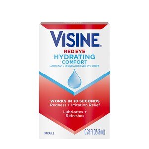 Visine Red Eye Hydrating Comfort Lubricating Eye Drops, 0.28 FL OZ