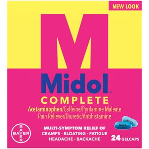 Midol Complete Menstrual Pain Relief Gelcaps with Acetaminophen for Menstrual Symptom Relief - 24 Count