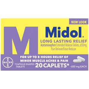 Midol Long Lasting Relief with Acetaminophen for Menstrual Period Pain Symptoms, 20 CT
