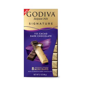 Godiva Signature Mini Bars 72% Cacao Dark Chocolate, 3.1 oz