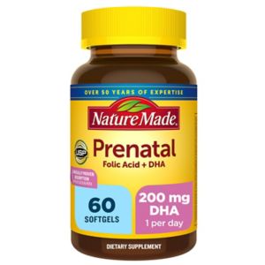 Nature Made Prenatal with Folic Acid + DHA, Prenatal Vitamin and Mineral Supplement Softgels, 60 CT