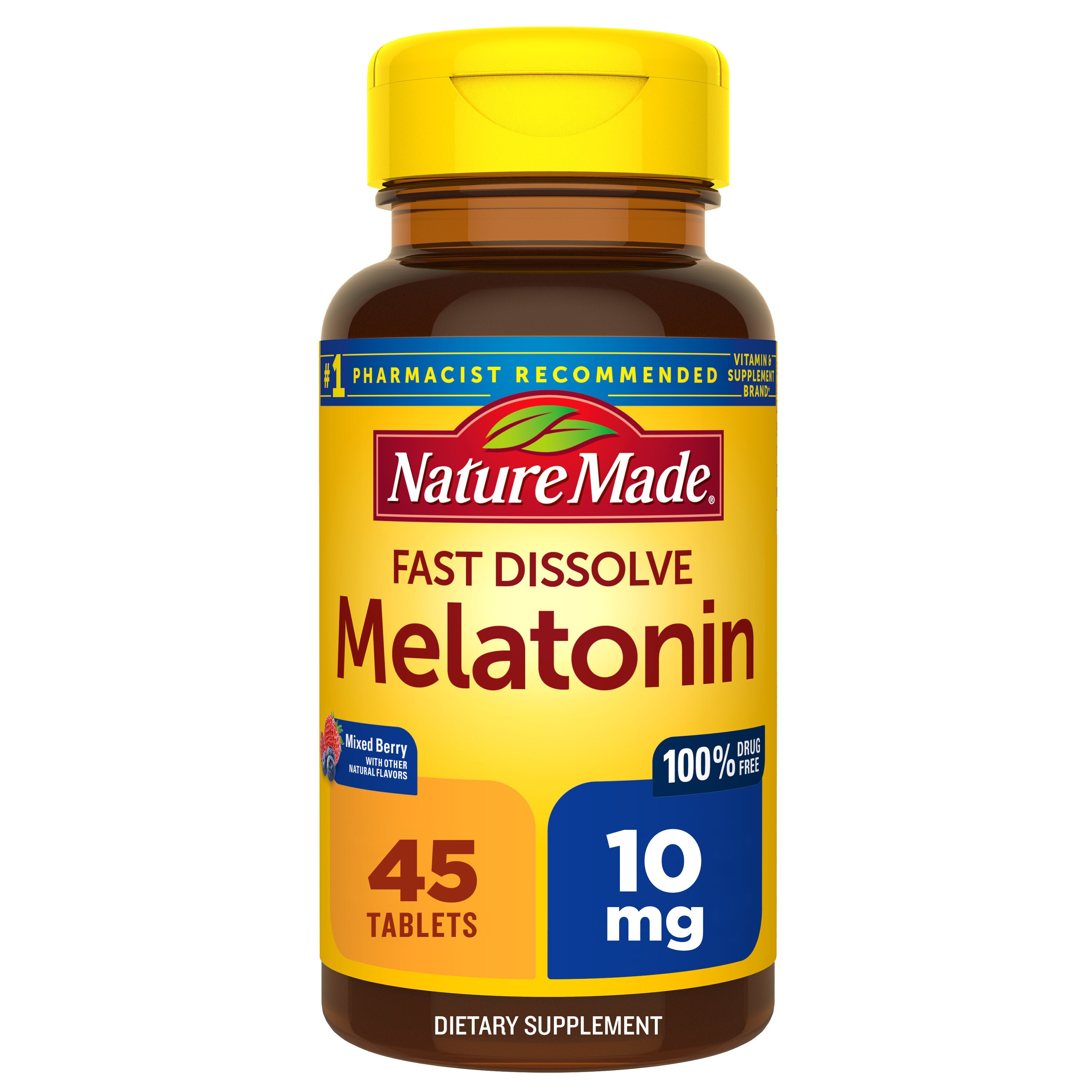 Nature Made Fast Dissolve Melatonin Tablets, 10 mg, 45 CT