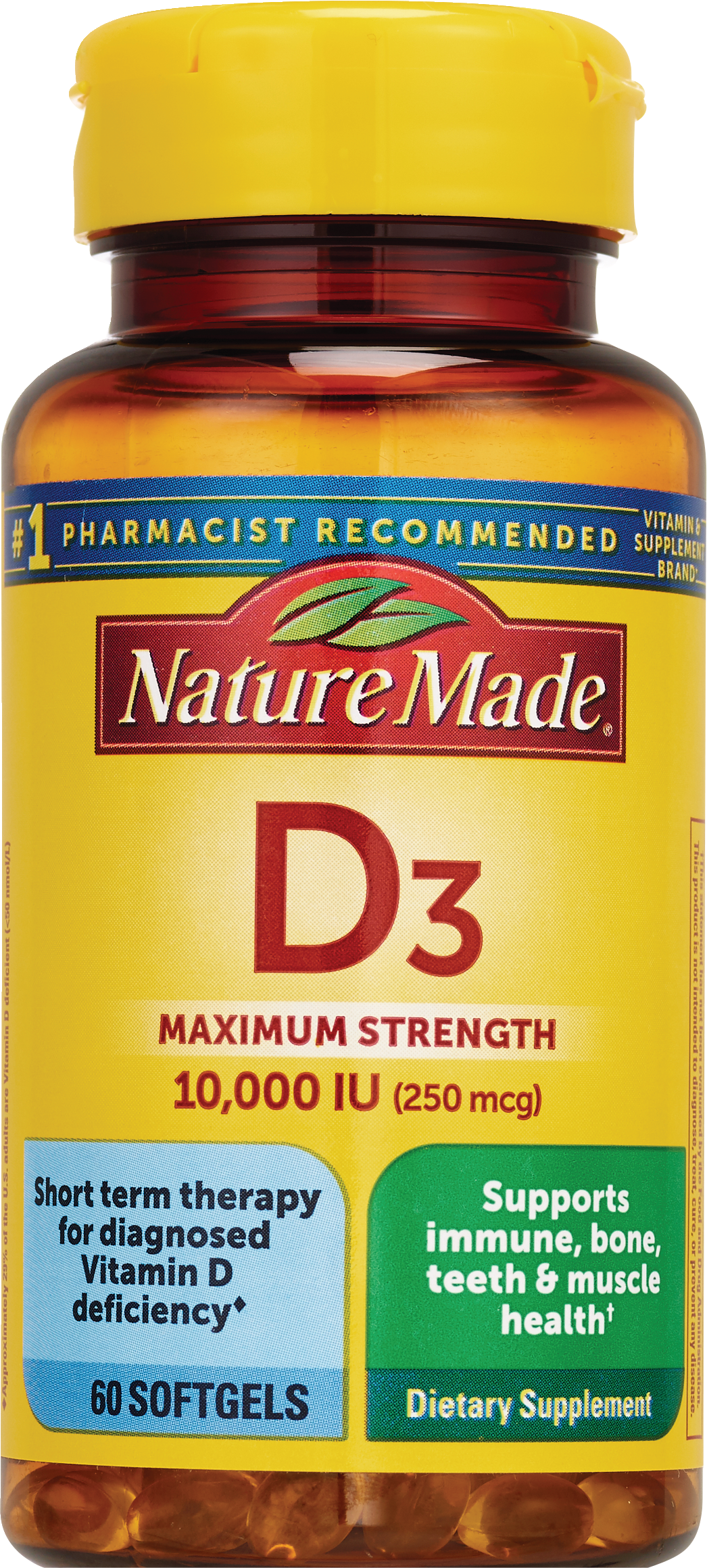 Nature Made Vitamin D3 Maximum Strength 10000 IU Softgels, 60 CT