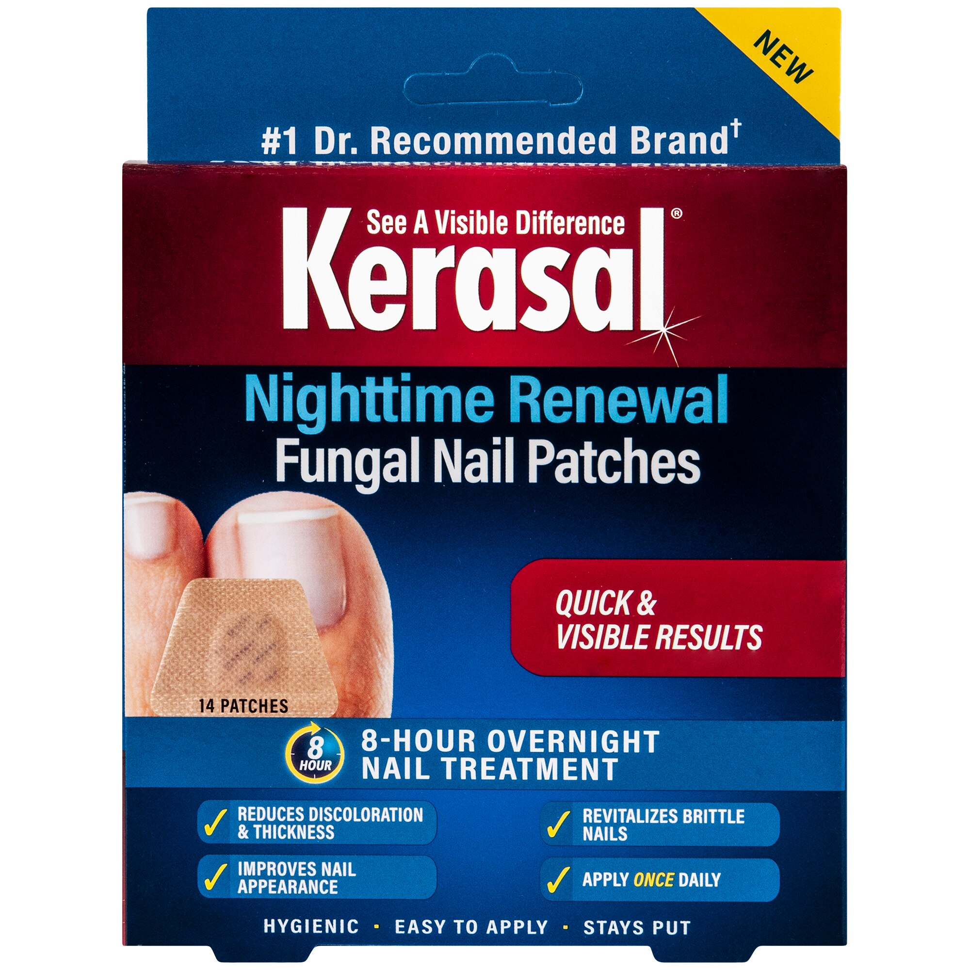 Kerasal Nighttime Renewal Fungal Nail Patches, 14ct