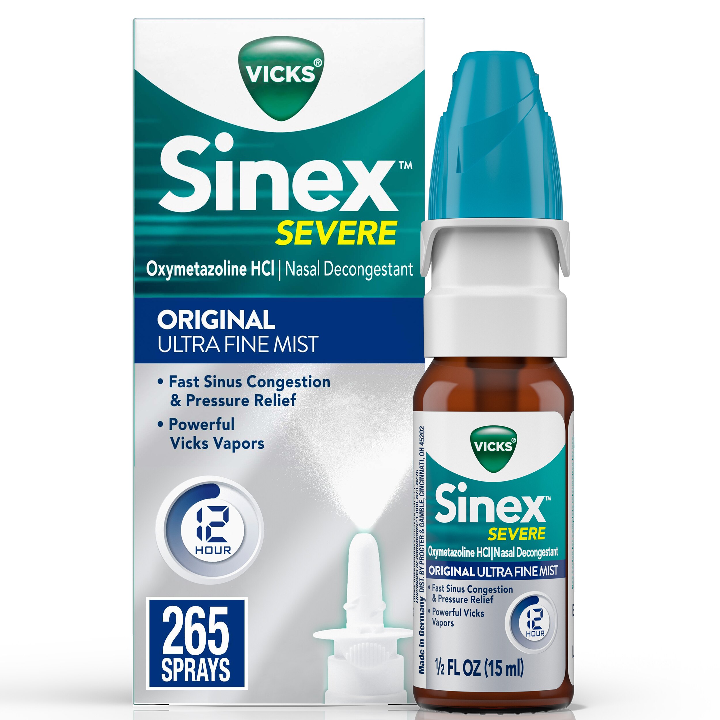 Vicks Sinex Severe 12HR Original Nasal Decongestant, 0.5 OZ