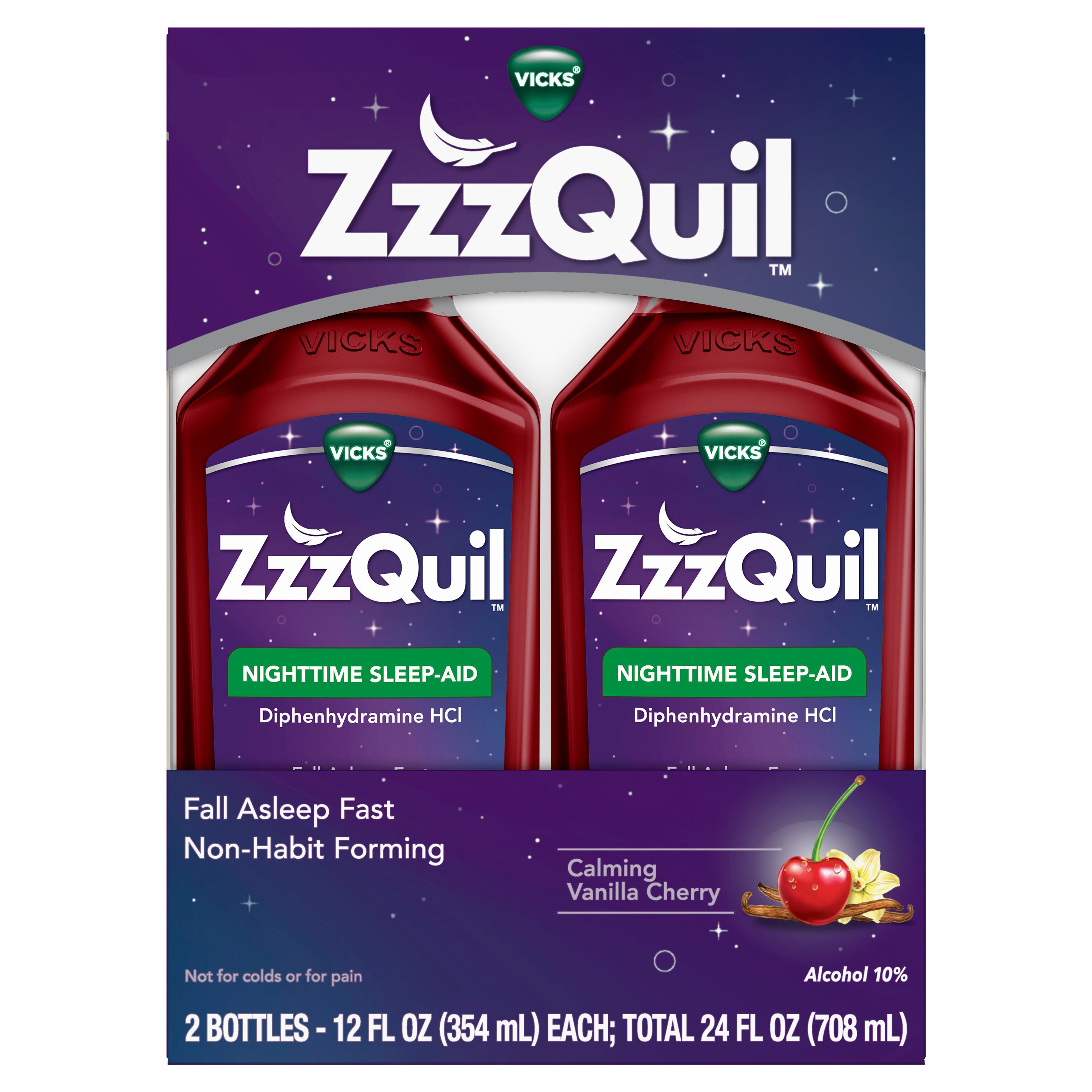 ZzzQuil Nighttime Sleep Aid Liquid, Cherry, 12 FL OZ