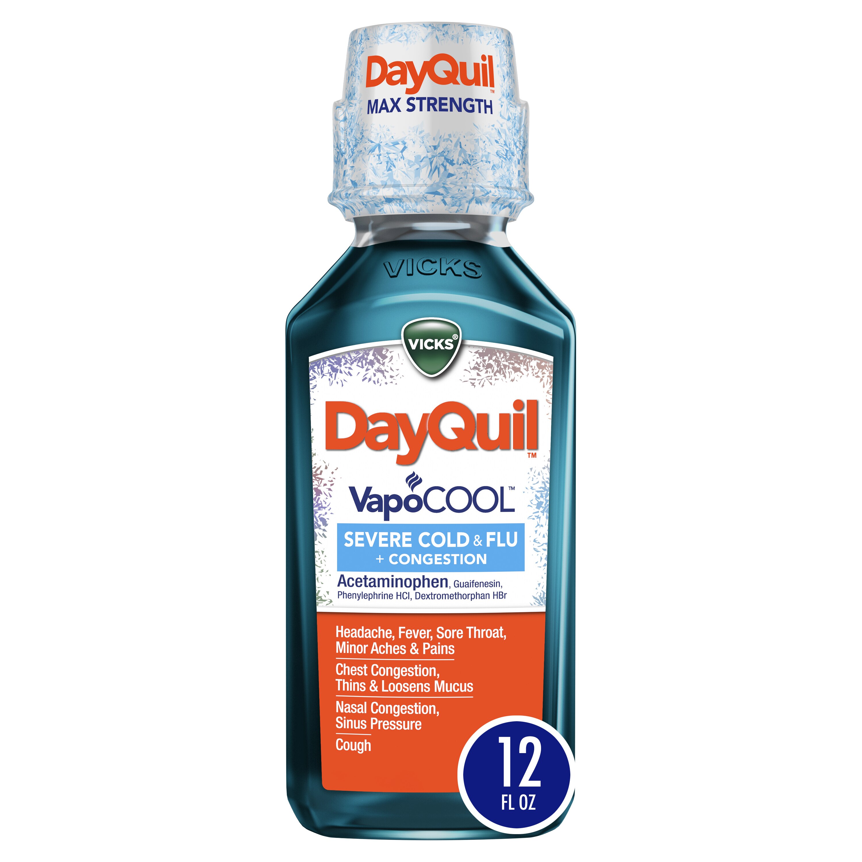 Vicks DayQuil VapoCOOL SEVERE Cold, Flu, and Congestion Medicine, 12 FL OZ