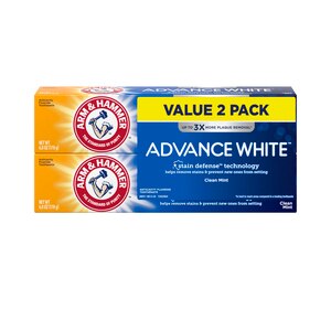 Arm and Hammer Advance White Anticavity Fluoride Toothpaste, Clean Mint, 6 OZ, 2 Pack