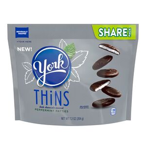 York Thins Dark Chocolate Peppermint Patties, Candy Share Pack, 7.2 oz