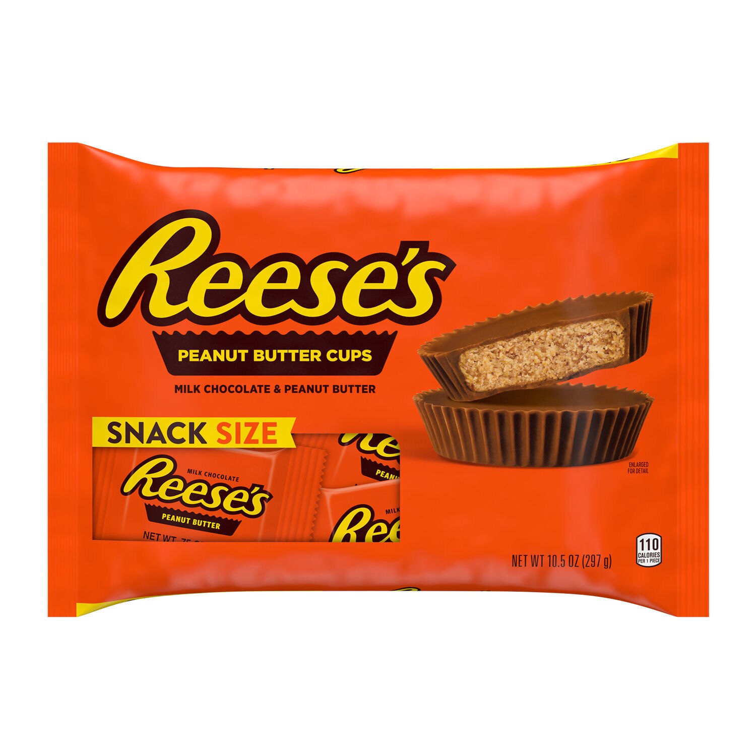 REESE'S Milk Chocolate Peanut Butter Snack Size Cups Candy, 10.5 OZ