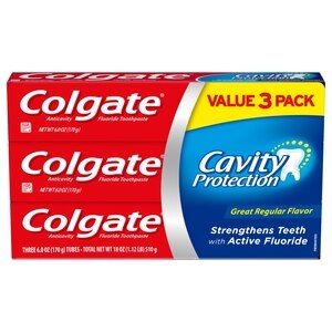 Colgate Cavity Protection Toothpaste with Fluoride, Great Regular Flavor, 6 OZ, 3 pack