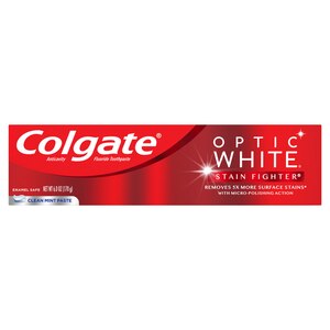 Colgate Optic White Stain Fighter Anticavity Fluoride Toothpaste, Clean Mint, 6 OZ