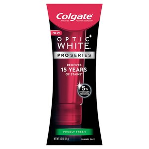 Colgate Optic White Pro Series Anticavity Fluoride Toothpaste with 5% Hydrogen Peroxide, Vividly Fresh, 3.0 OZ