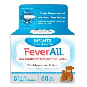 FeverAll Acetaminophen Suppositories Pain Reliever/Fever Reducer, 6 CT