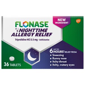 Flonase 6HR Nighttime Allergy Relief Tablets, 2.5mg Triprolidine HCl, 36 CT
