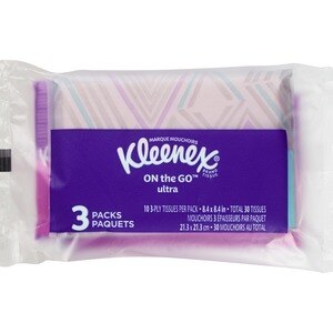 Kleenex 3-Ply On-the-Go Facial Tissues, Assorted Designs, 3 ct