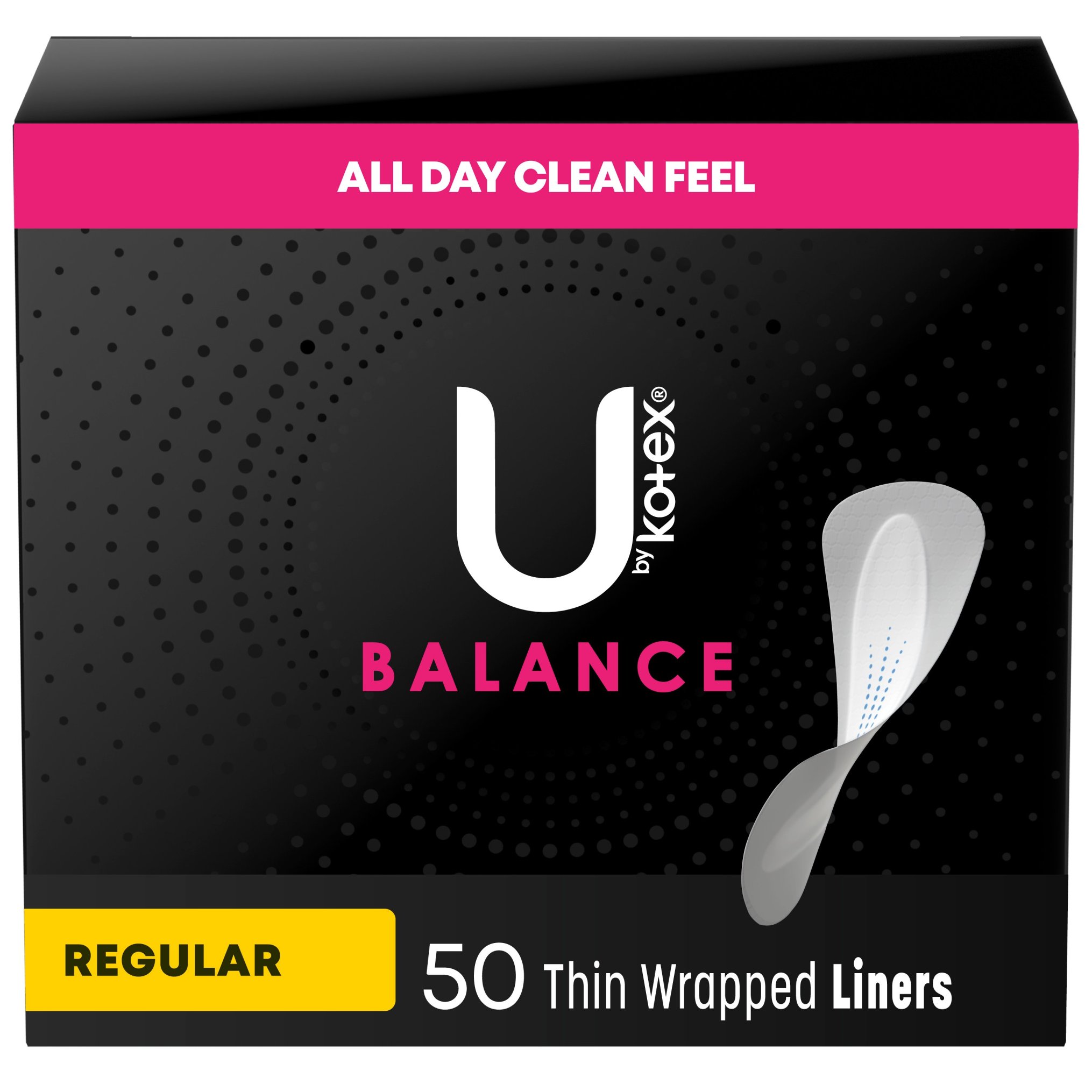 U by Kotex Barely There Liners, Light Absorbency, Regular, Fragrance-Free, 50 Count