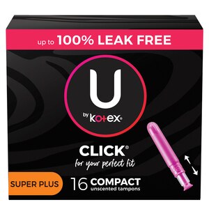 U by Kotex Click Compact Tampons, Unscented, Super Plus