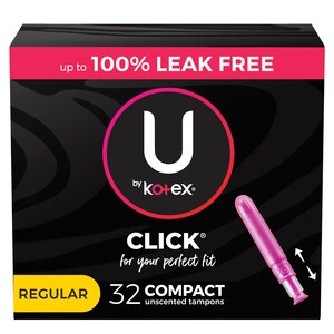 U by Kotex Click Compact Tampons, Unscented, Regular
