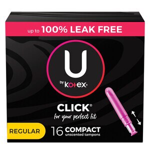 U by Kotex Click Compact Tampons, Unscented, Regular