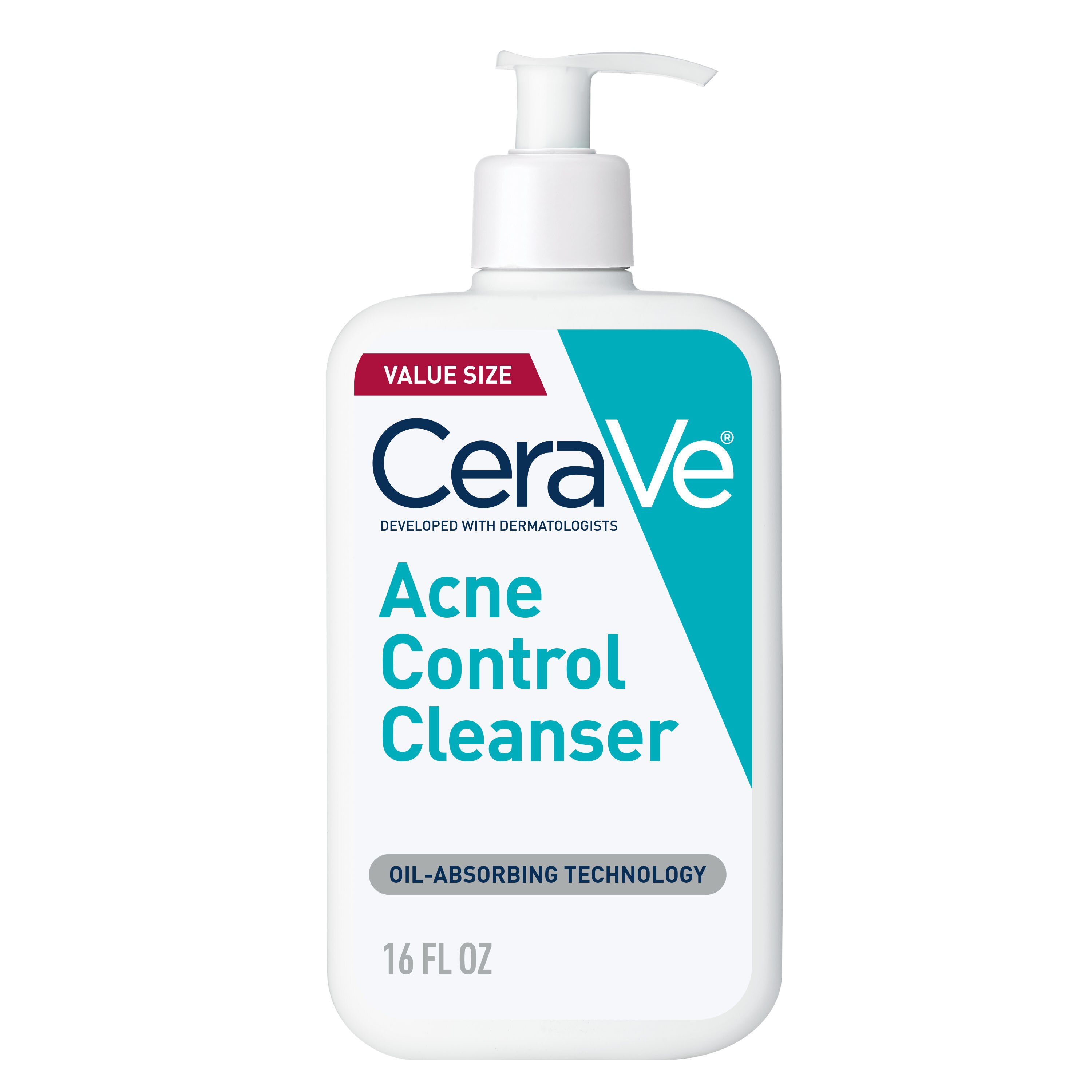 CeraVe Acne Control Face Cleanser with 2% Salicylic Acid & Purifying Clay for Oily Skin, 16 oz