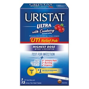 URISTAT UTI Relief Pak, Test For Infection + Pain Relief, 1 Strip, 12 Tablets