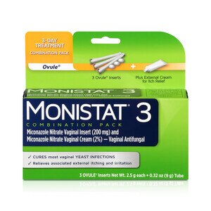 Monistat 3-Day Yeast Infection Treatment, Ovules + Itch Cream