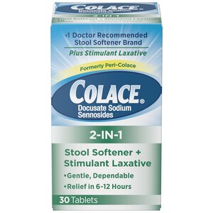 Colace 2-In-1 Stool Softener + Stimulant Laxative Tablets
